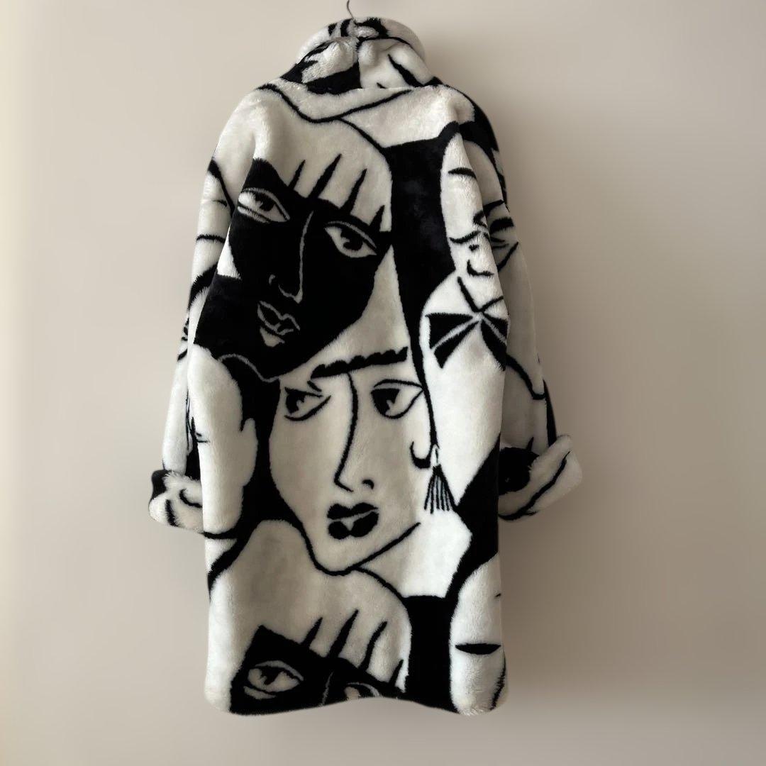 80s DONNYBROOK USA製 face柄 fakefar coat