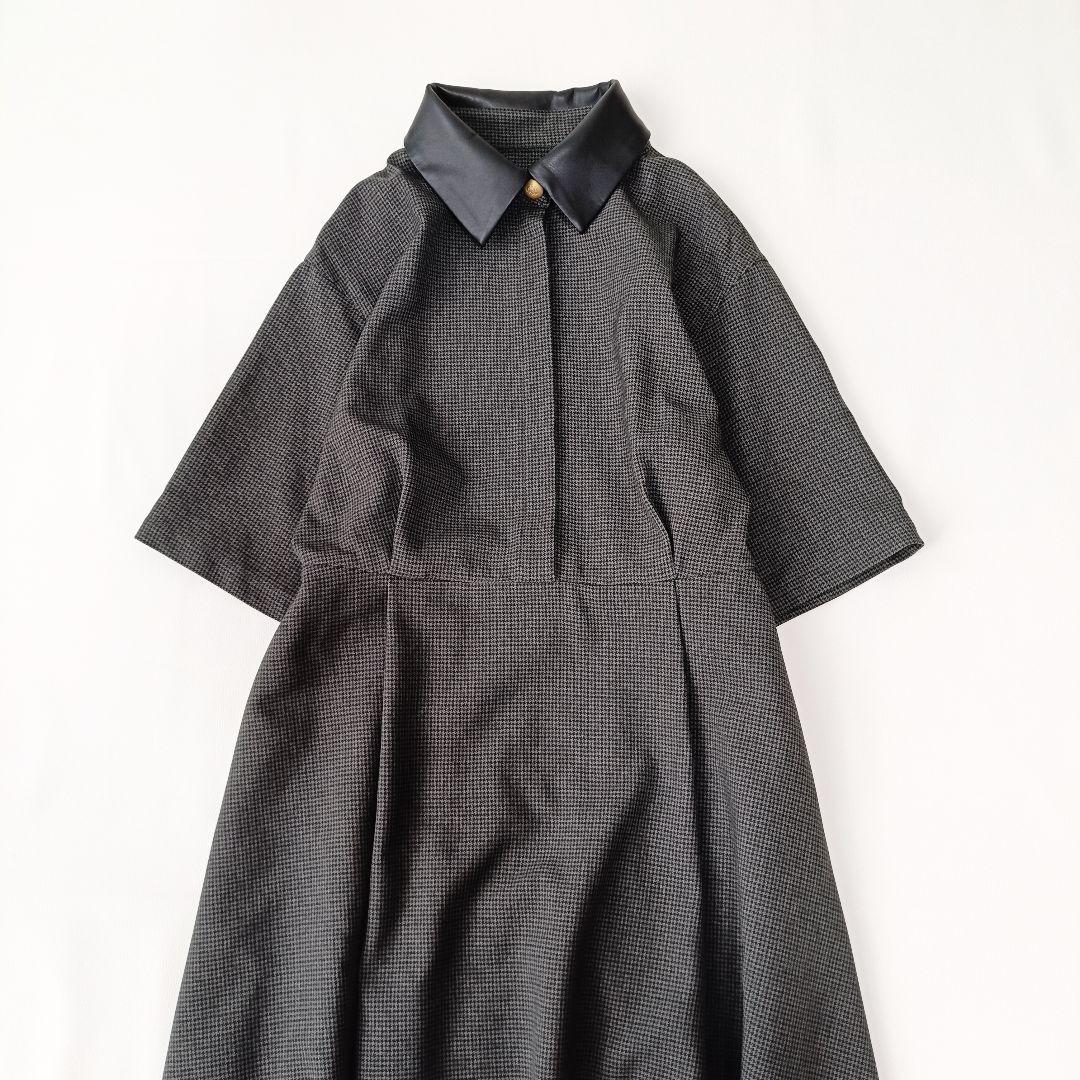 新品未使用【ロージーモンスター】エコレザー　ワンピース　金ボタン　千鳥格子　M