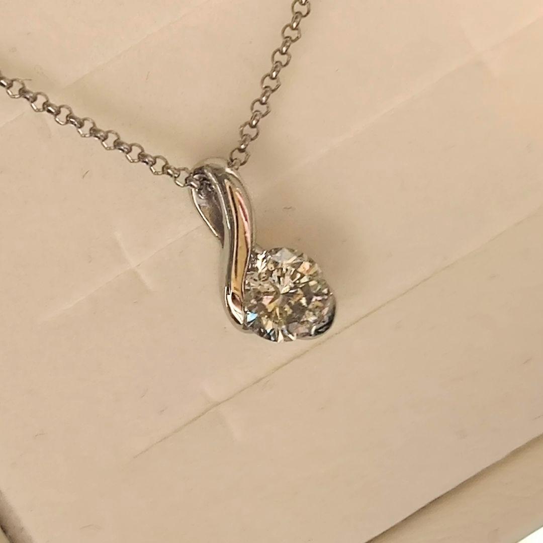 プラチナ　ダイヤモンド　約 0.4ct　1粒　しずく　ドロップ　ネックレス
