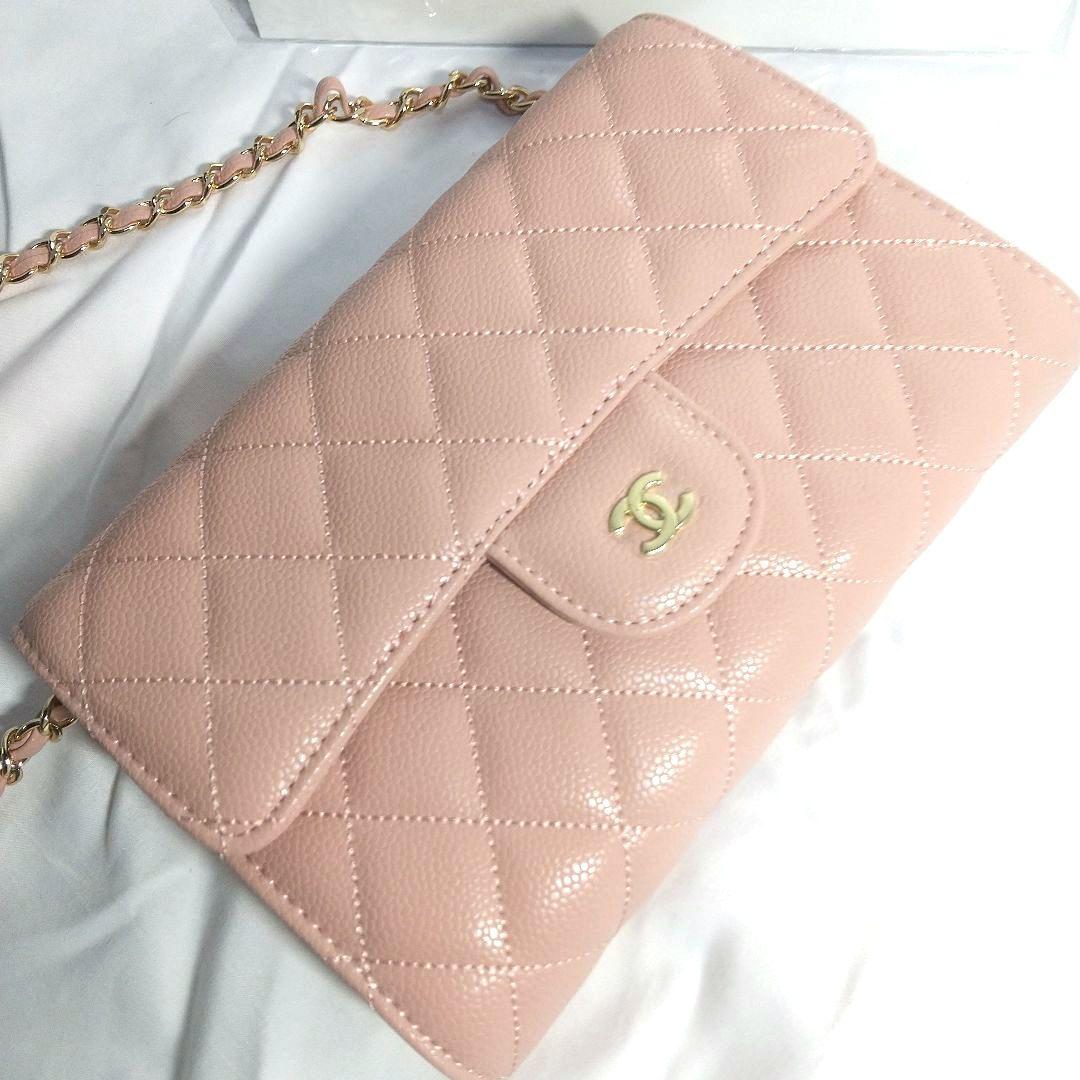 新品ピンクCHANELノベルティショルダーバックゴールドチェーンVIP限定