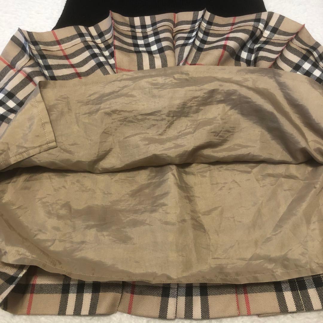 バーバリーロンドン　ドッキングプリーツワンピース　タートルネック　ノバチェック