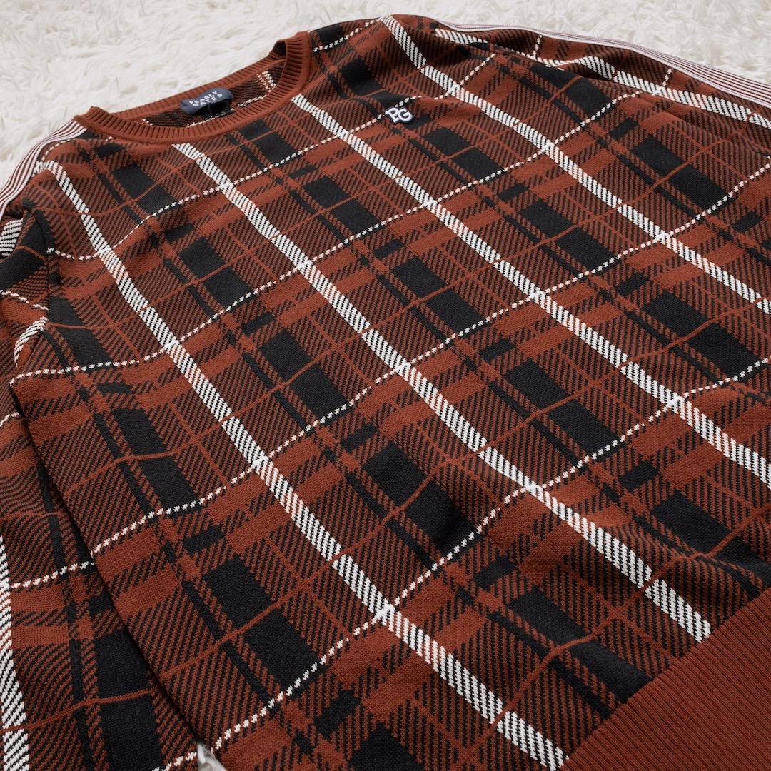 未使用 パーリーゲイツ 23AW ニット セーター チェック クルーネック 6