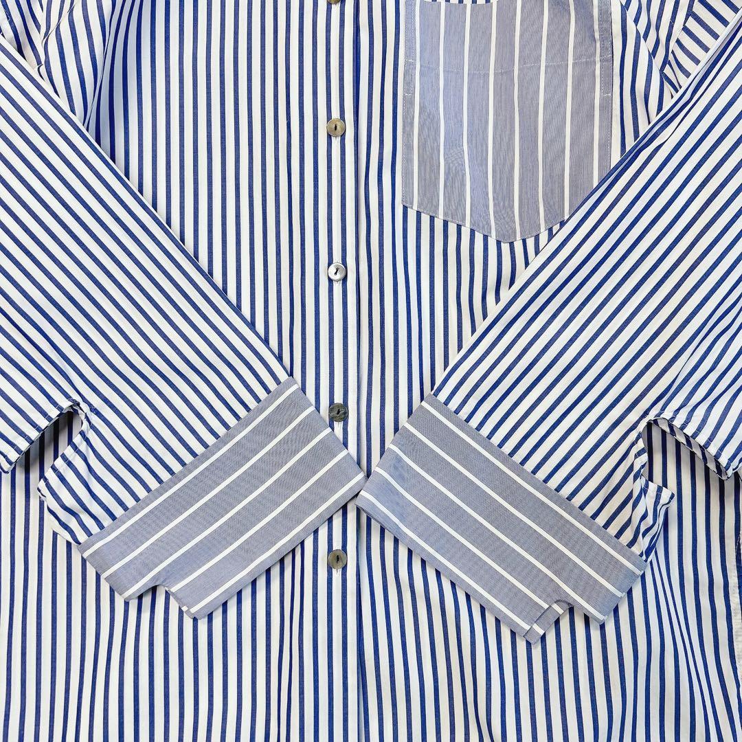 nagonstans ブルーストライプ シャツ バンドカラー M 23ss