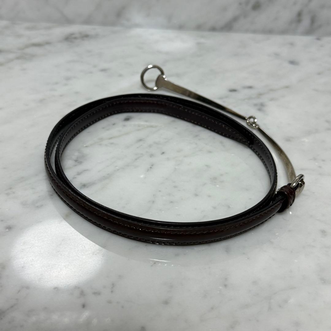 GUCCI グッチ ベルト 細ベルト 本革 レザー ホースビット シルバー 銀