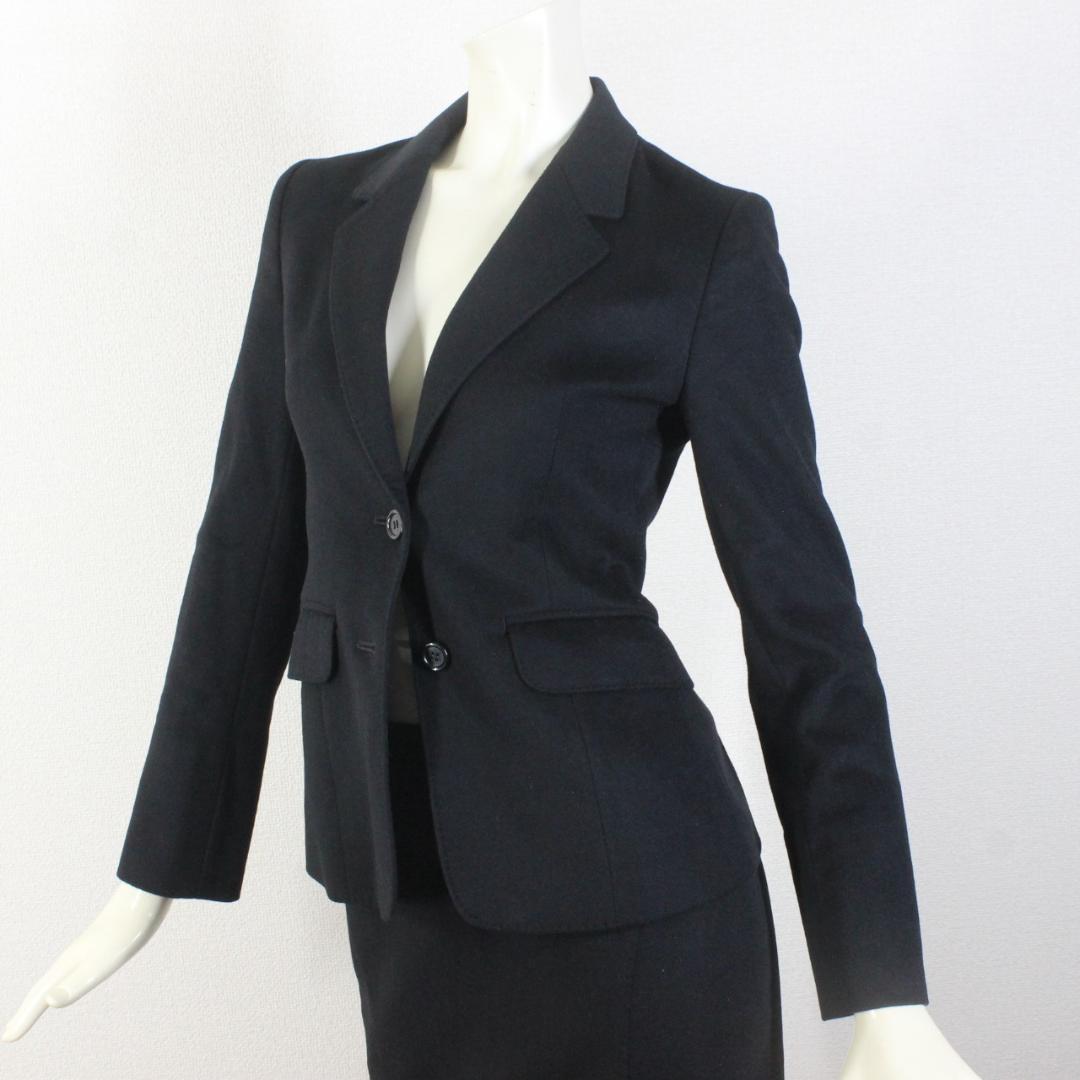 イネド スカートスーツ 7 カシミヤ100% S 黒 08★未使用に近い極美品★