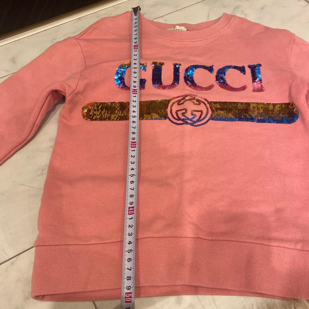 【美品】8A 140㎝　GUCCI グッチ　スパンコール　トレーナー　ピンク