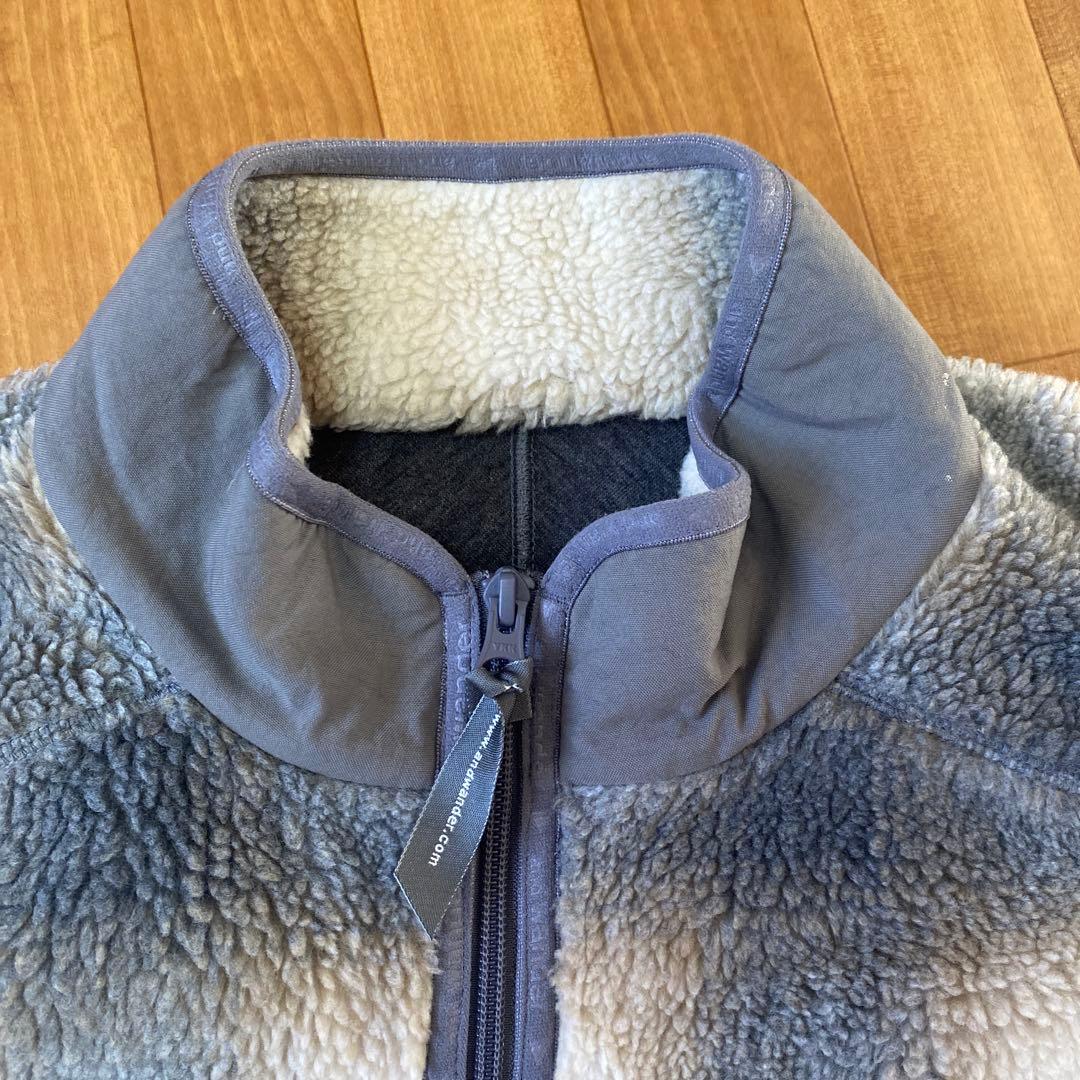 and wander チェック柄 フリース　ベスト　XL