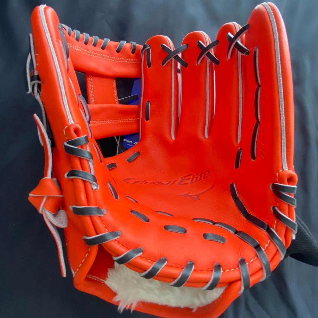 【新品・未使用】ミズノ グローバルエリート 軟式 内野手グローブ オレンジ
