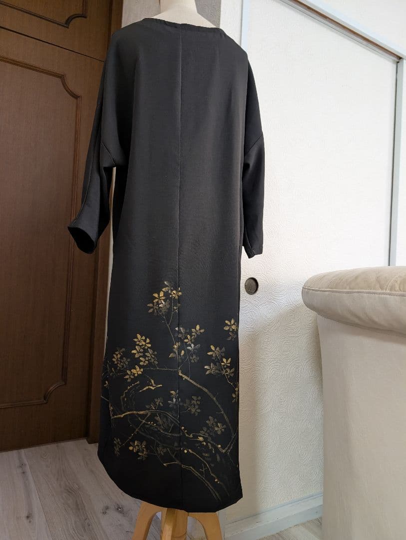 値下！新品留袖ドレス・ワンピース着物リメイク絹М〜LL結婚式パーティー裾直し無料