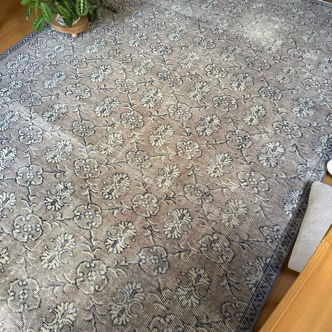 超大判162×282レアボタニカル紋章 グレージュ　トルコヴィンテージラグ