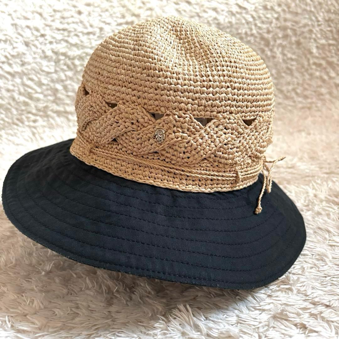 レア✨ヘレンカミンスキー ラフィア×コットン キャンバスハット ＵＶ加工 麦わら