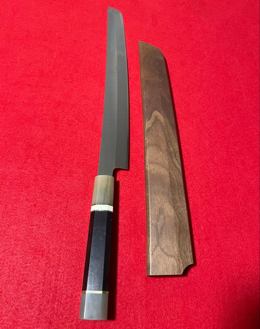 先丸柳刃　本焼　八角柄　水牛八角