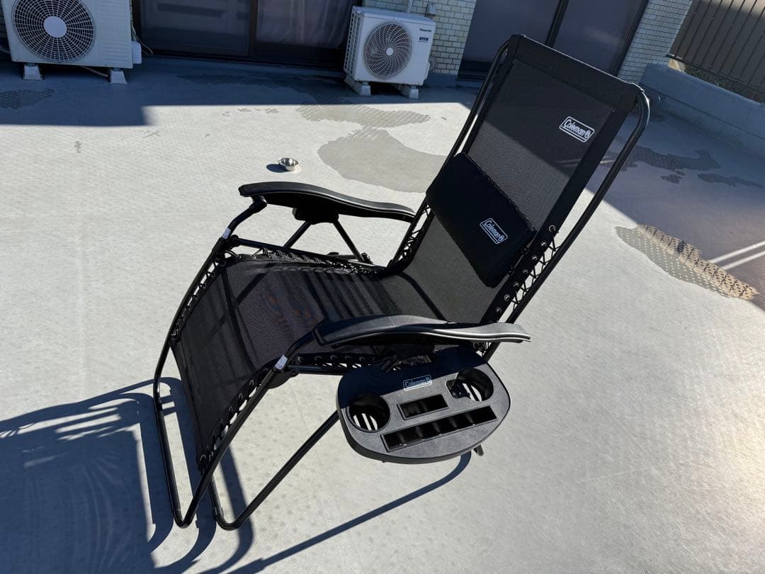 インフィニティチェア(希少な黒)&専用カップホルダー(コールマン)