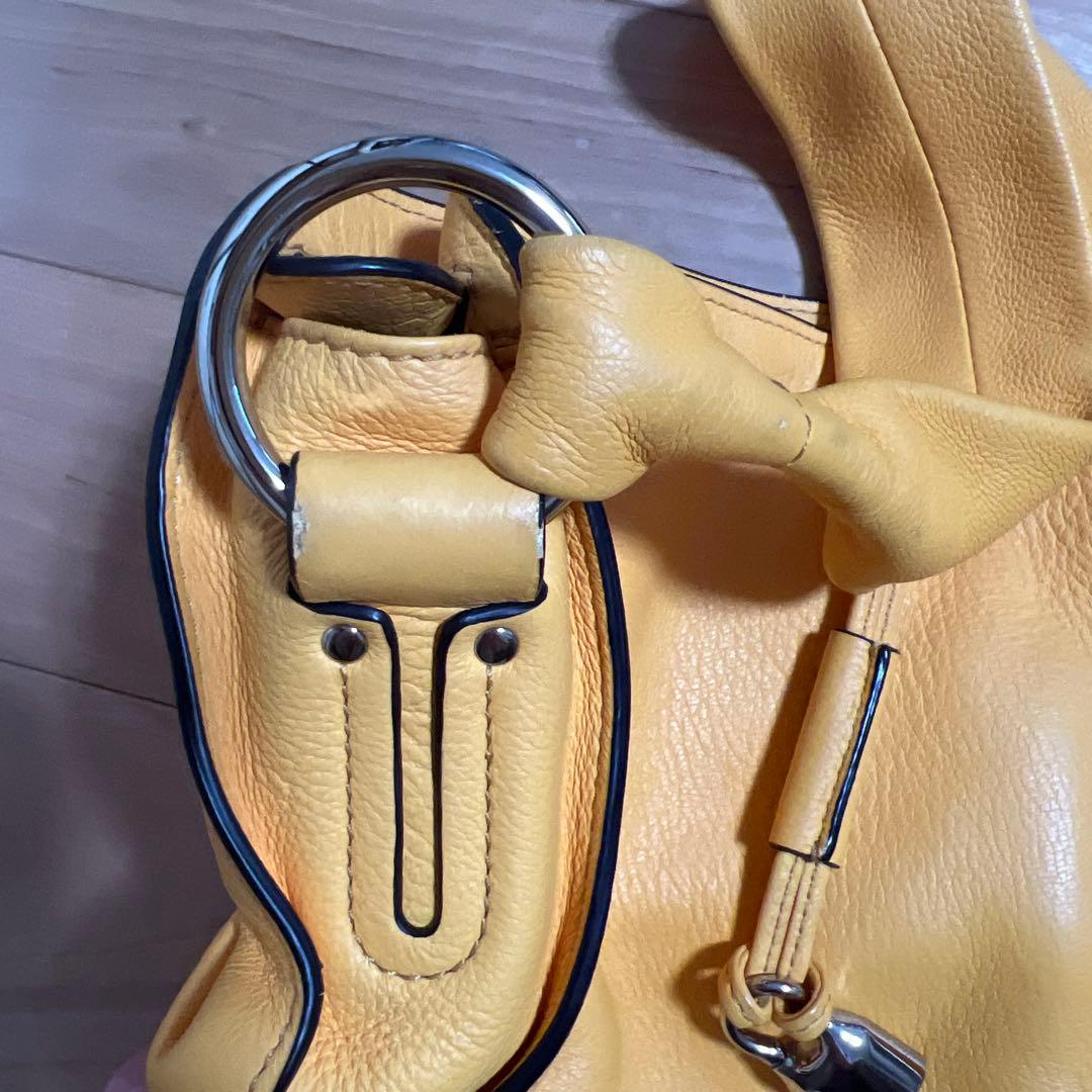 CELINE セリーヌ　ワンショルダー　イエロー レザー バッグ