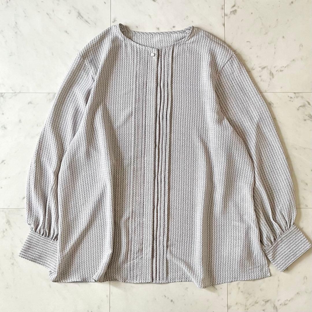 タグ付未使用♪23区 ヴィンテージプリントピンタックブラウス 44 大きいサイズ