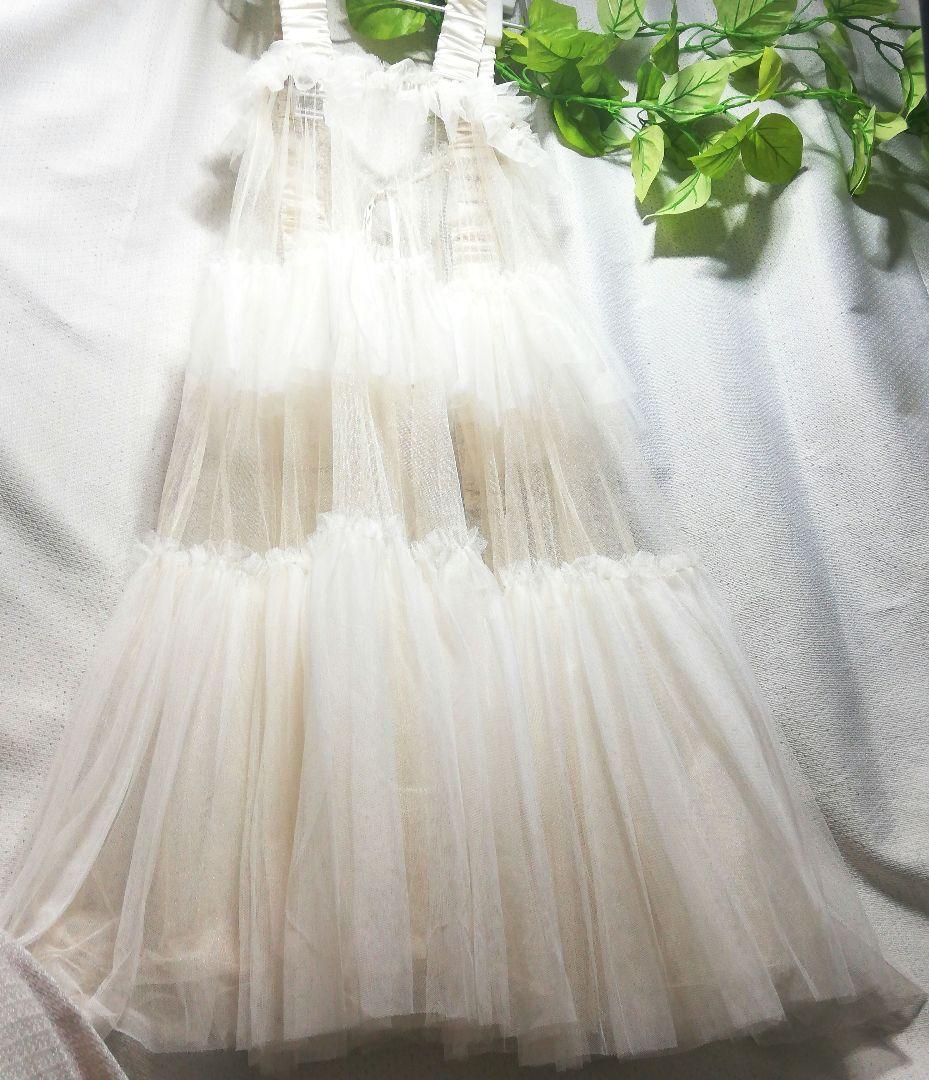 LA BELLE ETUDE　ホワイト チュールロングジレ