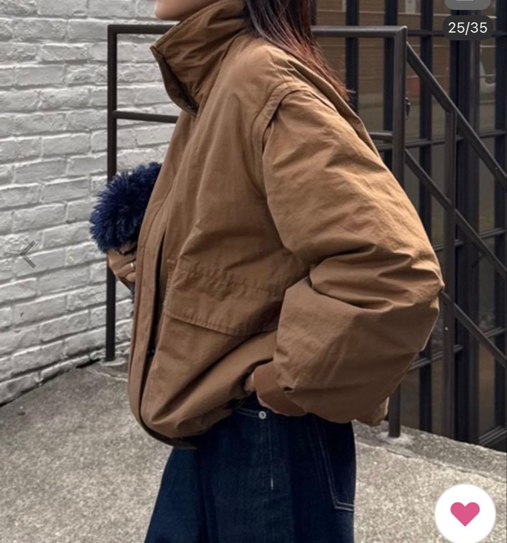 ブラウン スタンドカラー ジャンパー ONE SIZE