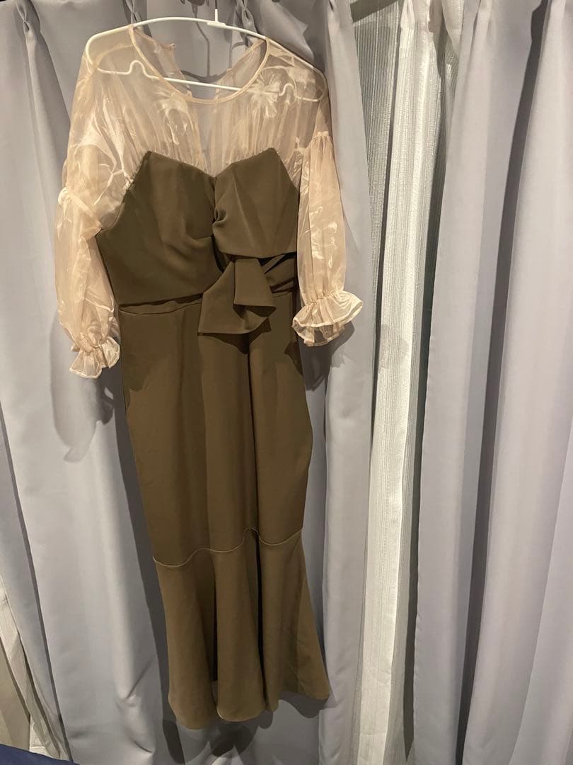 Acka sheer puff dress ブラウン 2