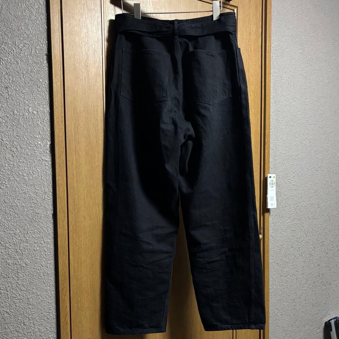 24SS COMOLI ベルテッドデニムパンツ ブラックsize1