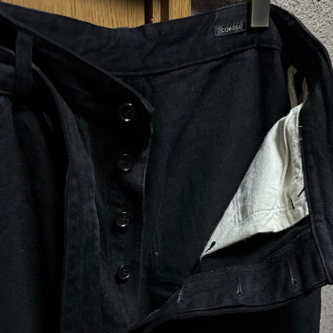24SS COMOLI ベルテッドデニムパンツ ブラックsize1