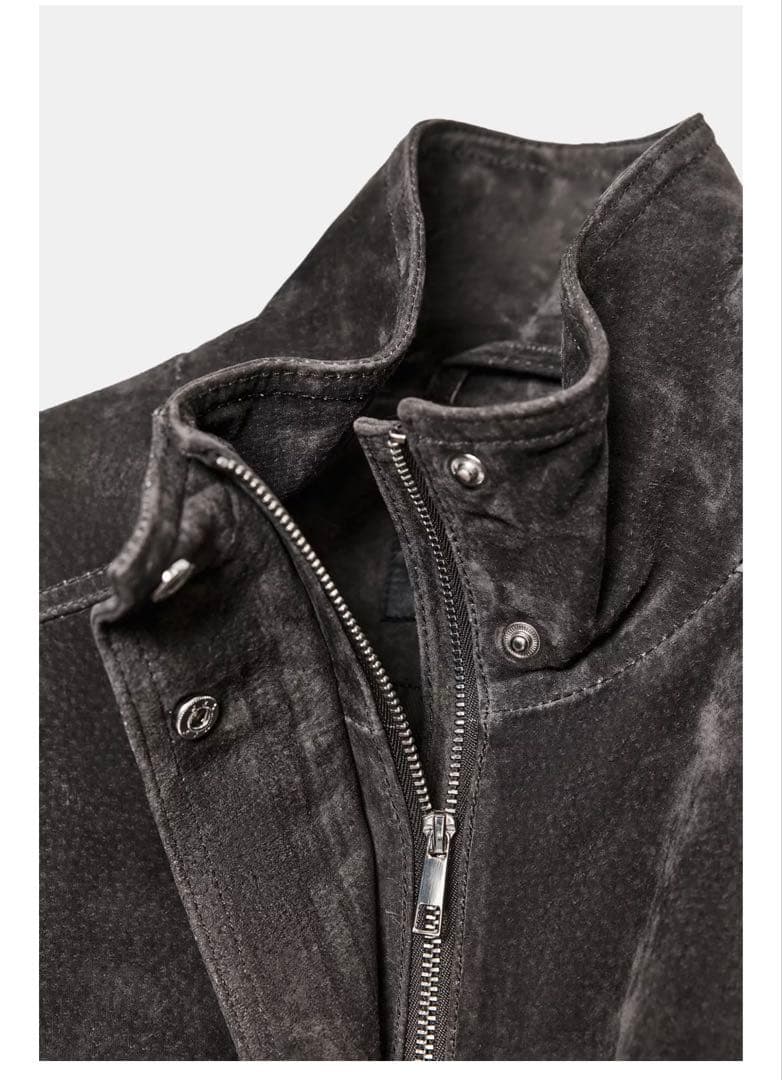 ZARA 100% スエードレザージャケット M カーボン