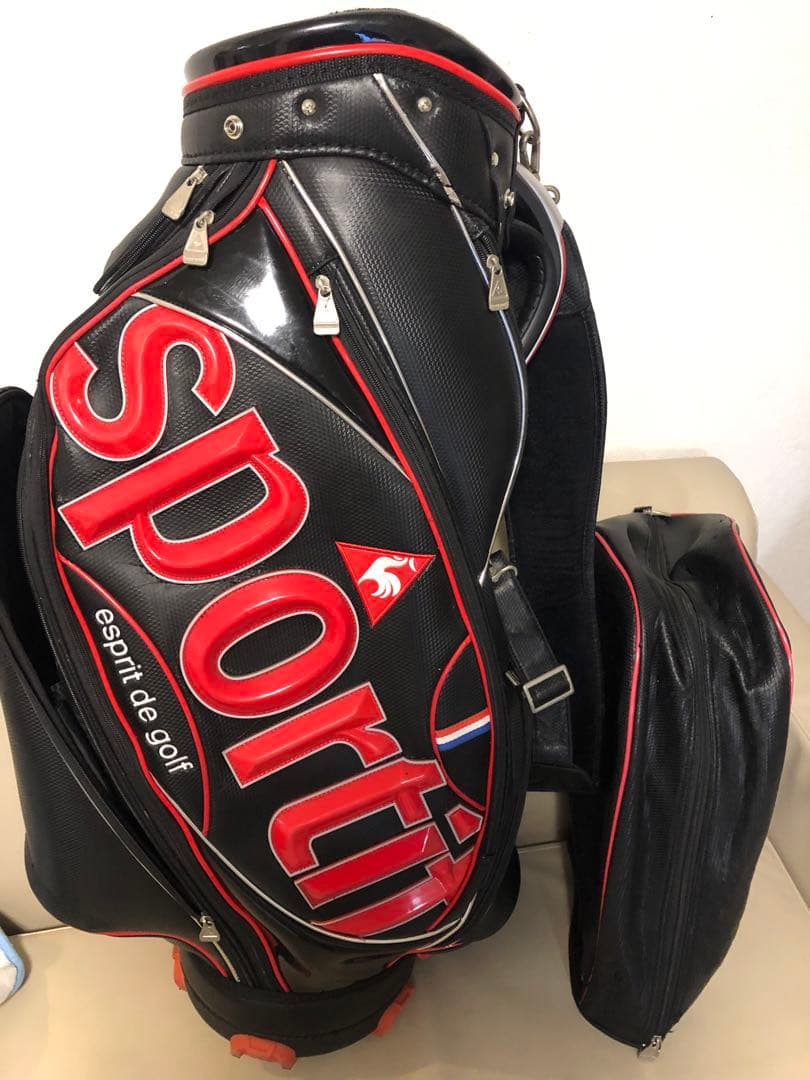 【送料込み】希少レア　ルコックスポルティフ　キャディバック　黒X赤　ゴルフバッグ
