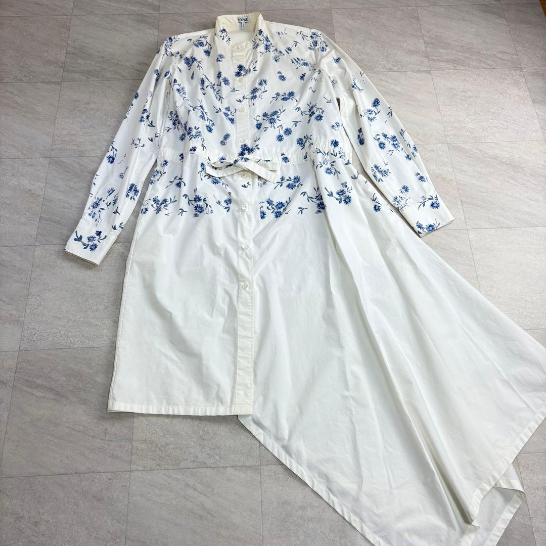 現行タグ✨ロエベ アシンメトリー 変形バンドカラーシャツワンピース 34