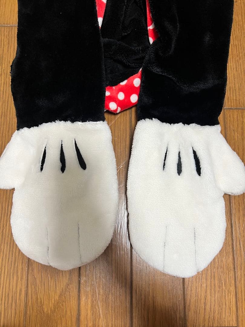 ミニーマウス フリース帽子 手袋付き