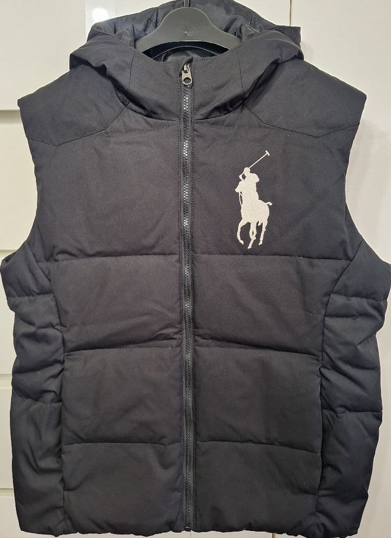 RALPH LAUREN　ラルフローレン フード付き黒ダウンベスト　美品