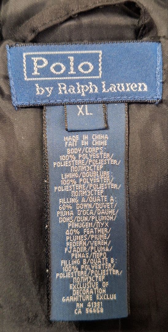 RALPH LAUREN　ラルフローレン フード付き黒ダウンベスト　美品