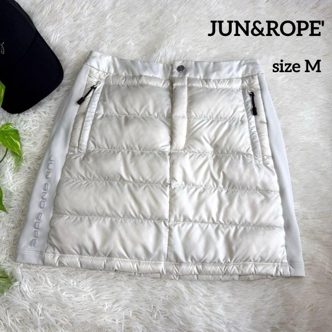 【ジュンアンドロペ】美品✨ダウンスカート アイボリー サイドロゴ Mサイズ