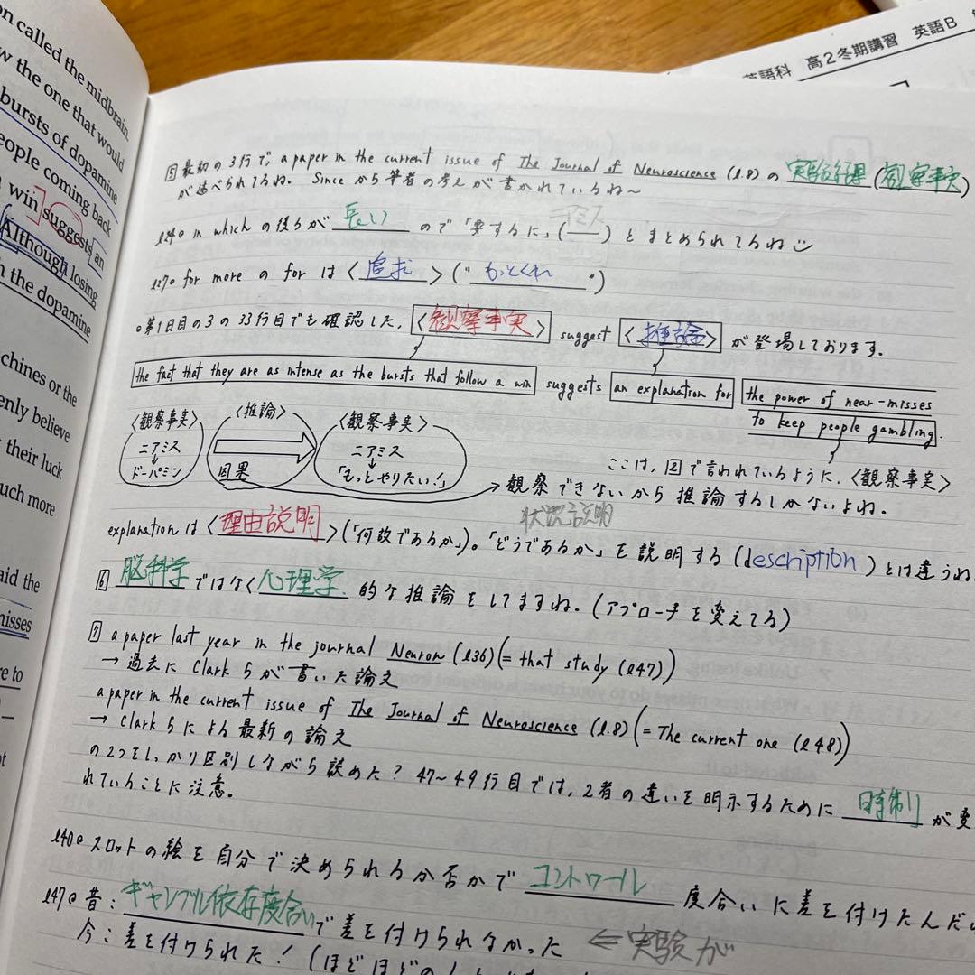 鉄緑会　高2 英語　冬季講習B 高3 英語　春期講習B