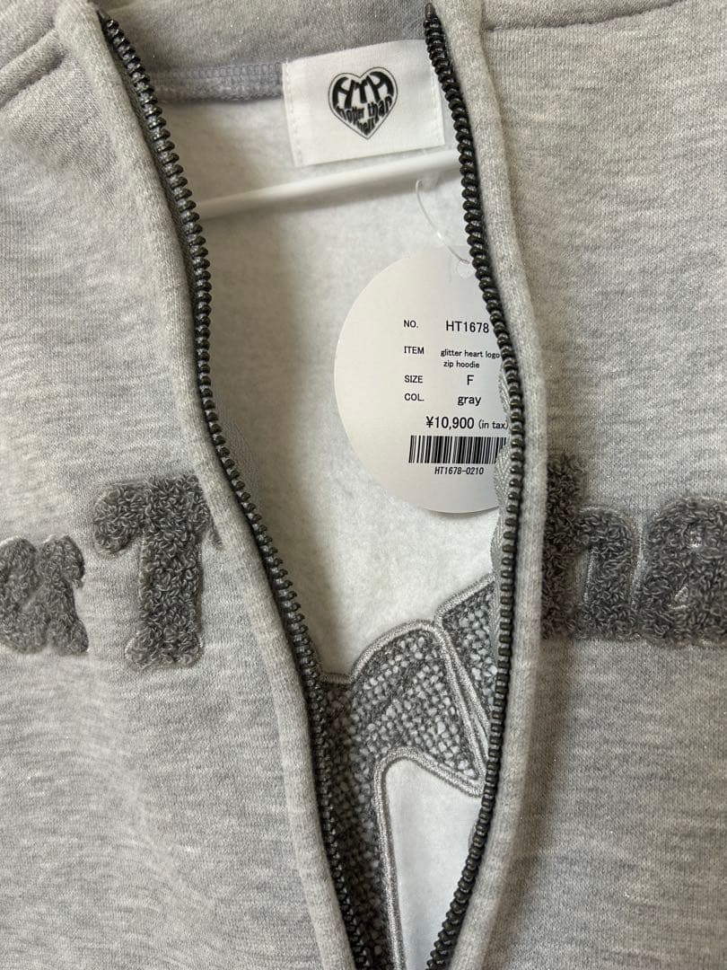 トップス HTH glitter heart logo zip hoodie