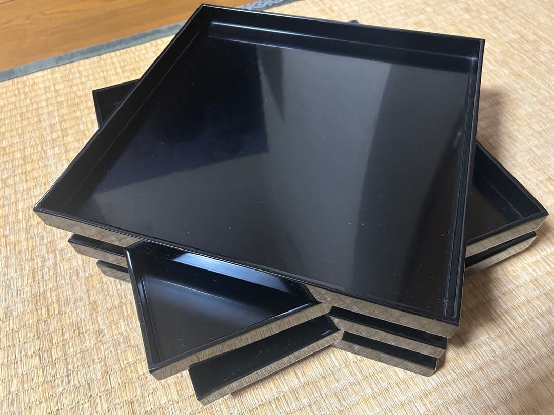 懐石道具 懐石膳 四方盆 5客 正角膳 漆塗