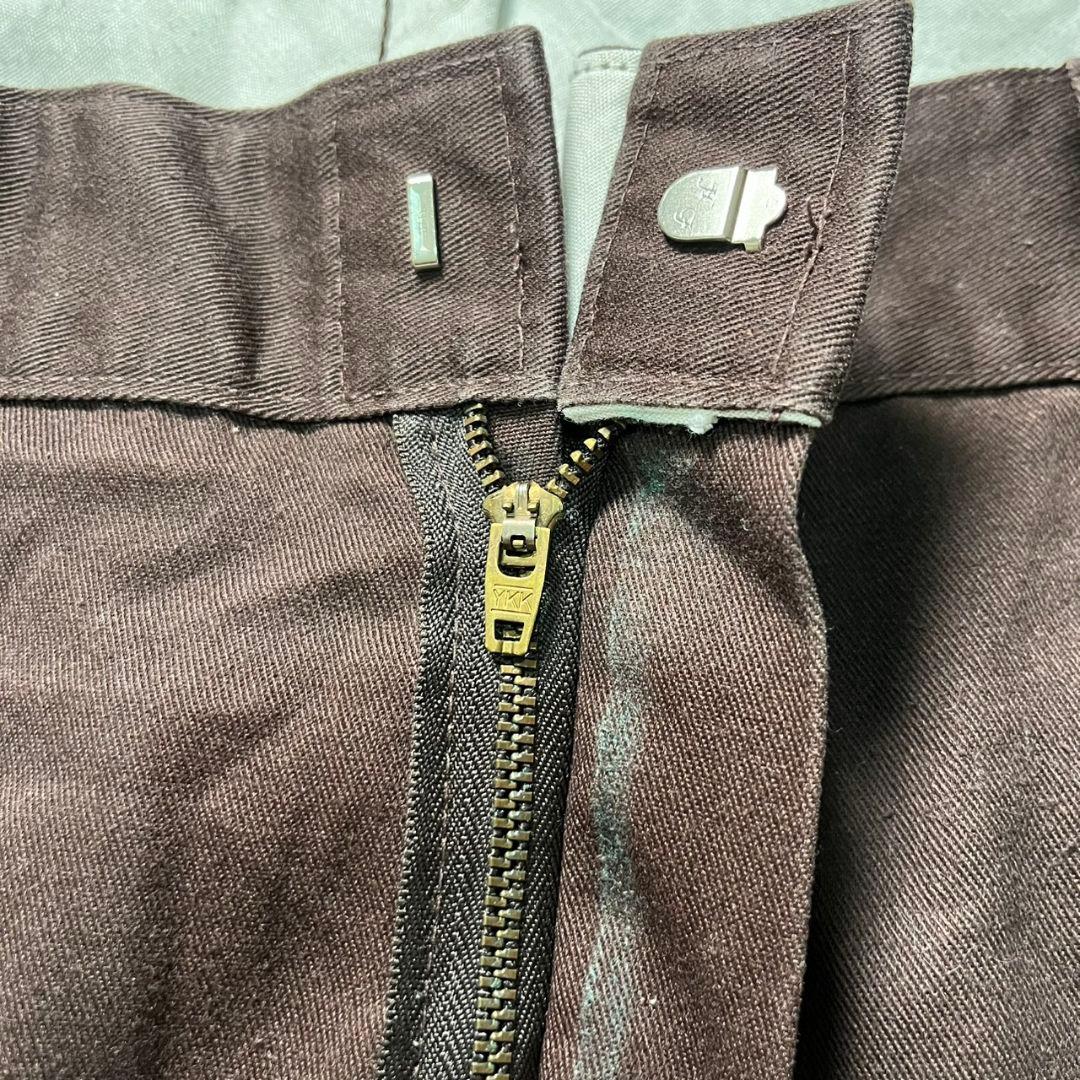 80s USA製 チビタグ Dickies ワークパンツ 874ブラウン W44