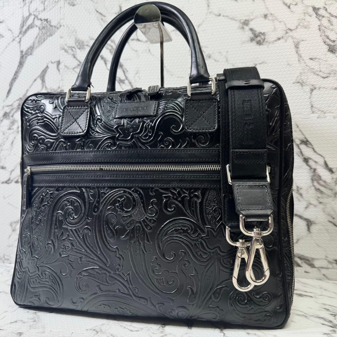 エトロ　マルゴット　ブリーフケース　ビジネスバッグ　2way A4収納可能　黒