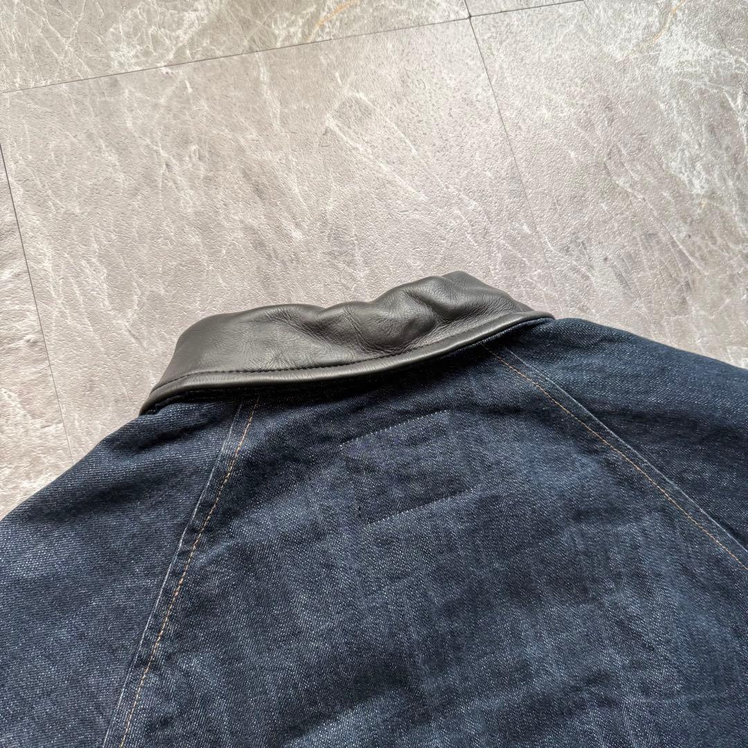 ZARA 短丈　襟レザーデニムジャケット　完売品