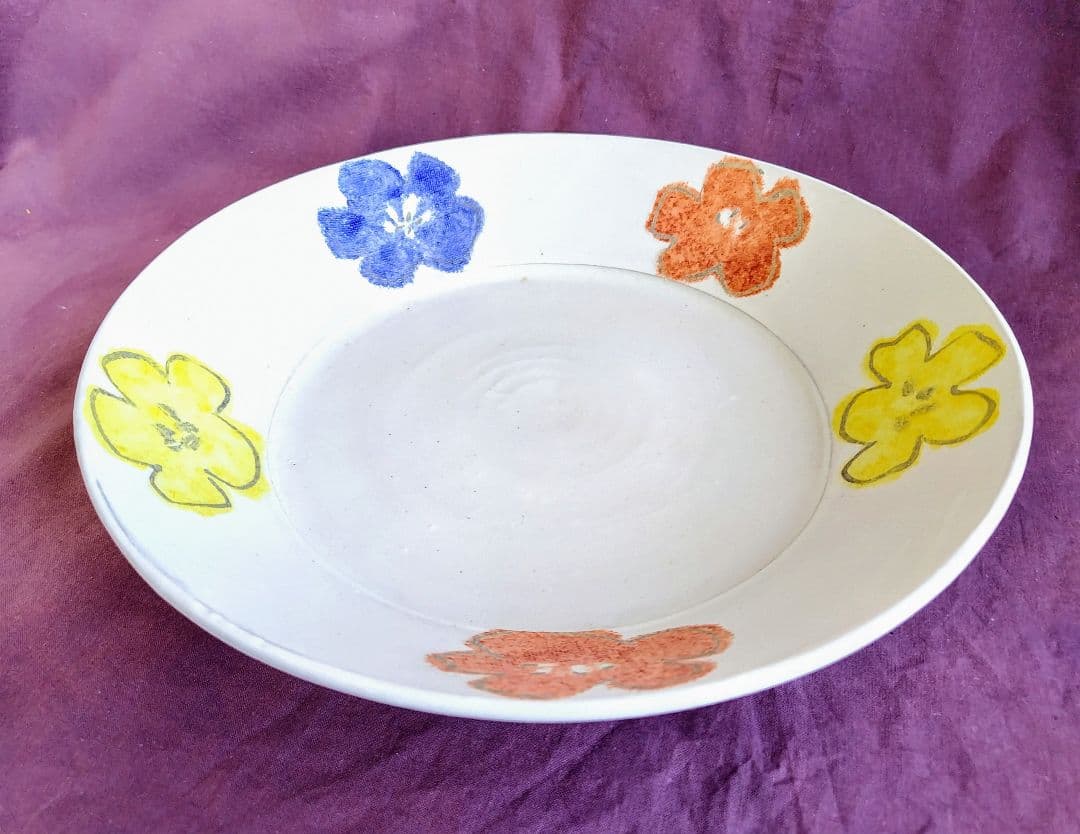 色絵花文平皿(尺皿) 未使用 新品同様