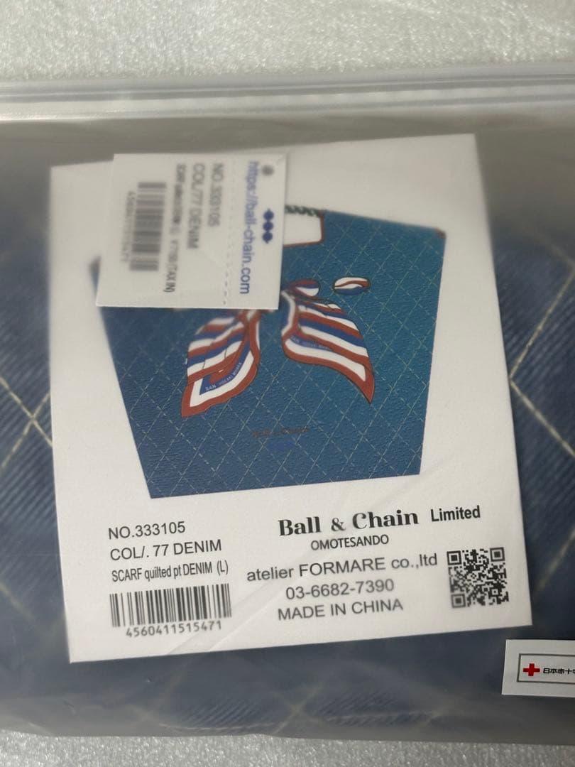 ✨Ball＆Chain スカーフ リボン柄 デニム　Ｌ　表参道店限定　完売　希少