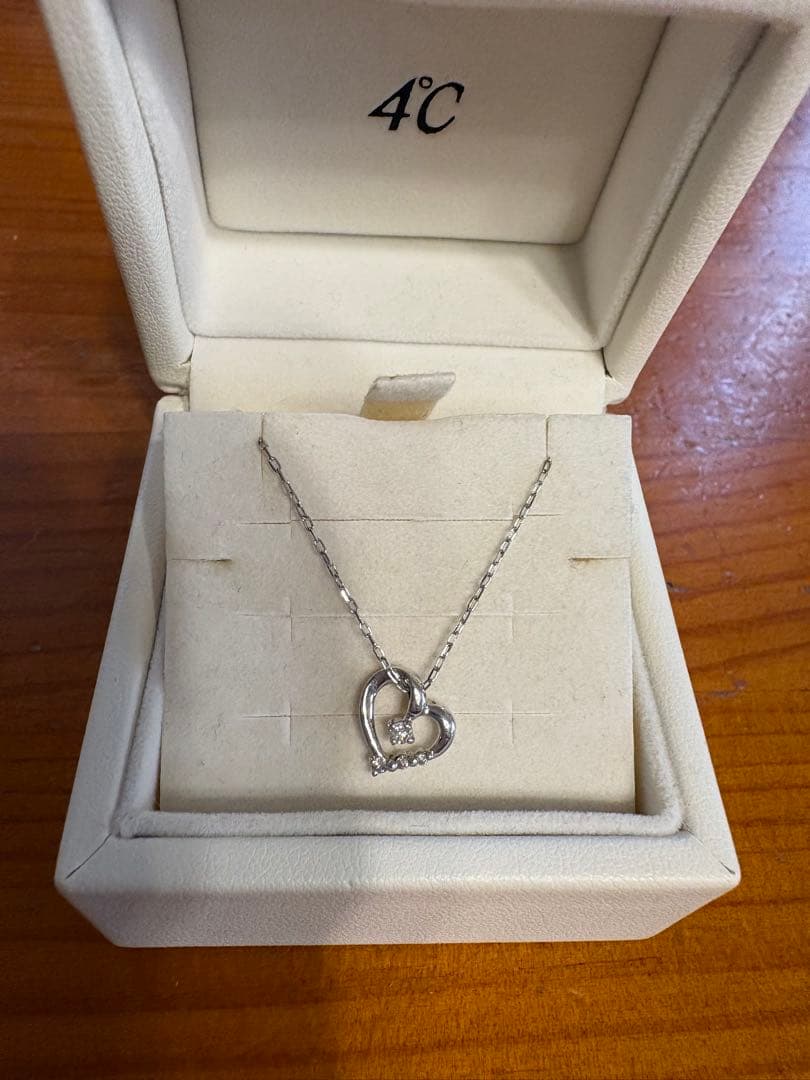 4°C k10 ダイヤモンドネックレス ハート