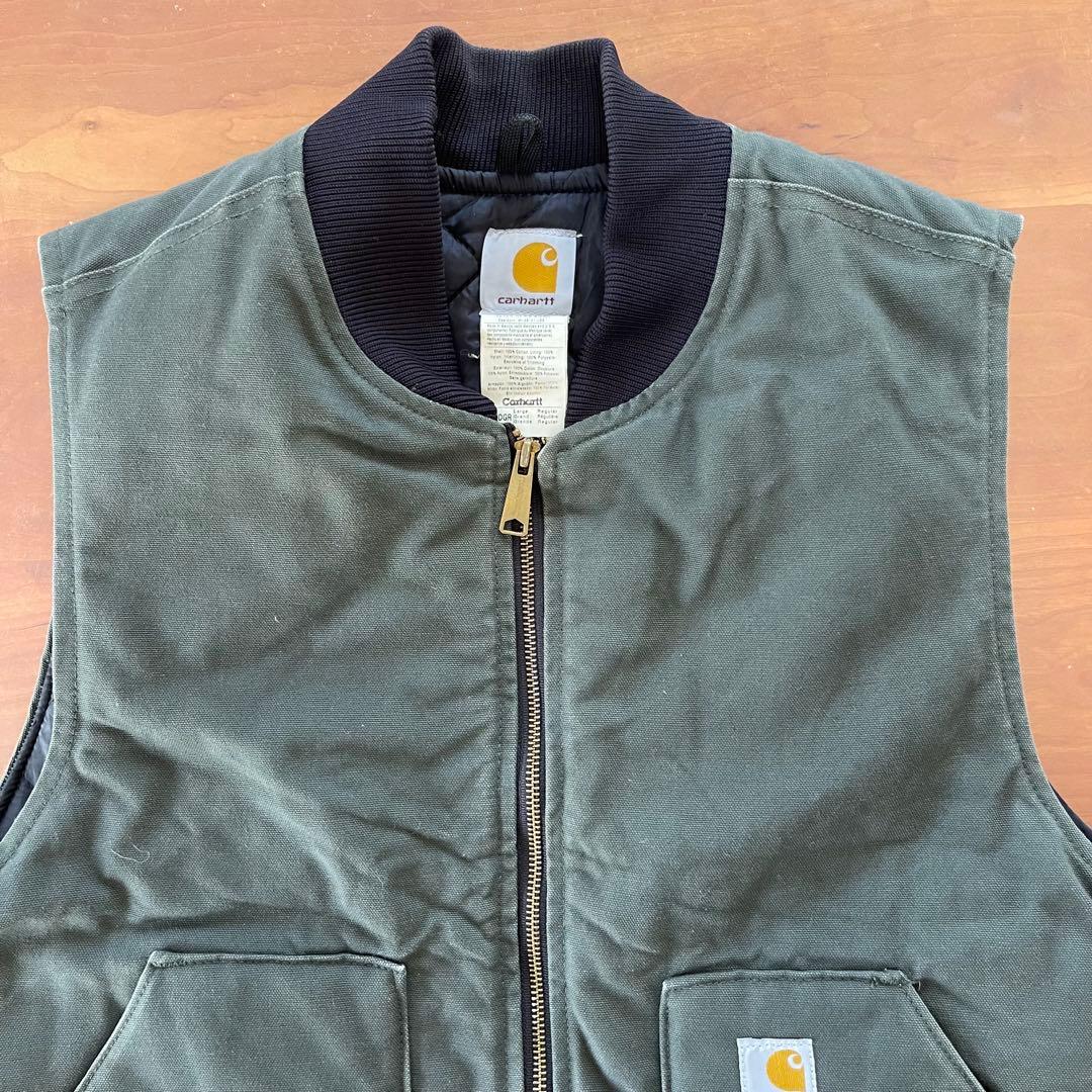 ★carhartt vtg ダックベスト グリーン系　Lサイズ