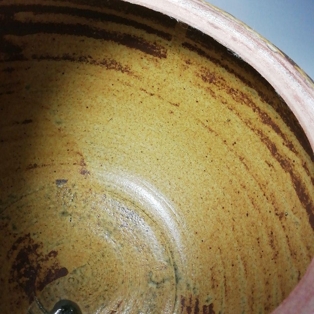 Ｓ６８０　水指　『高麗柿天目陽刻阿古陀形』『李殷九』　共箱　茶道具