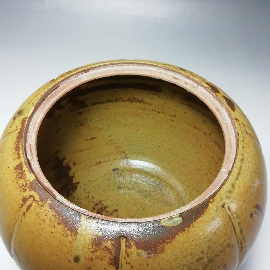 Ｓ６８０　水指　『高麗柿天目陽刻阿古陀形』『李殷九』　共箱　茶道具