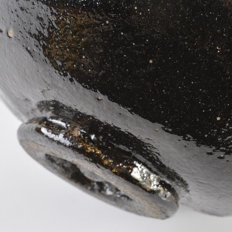 茶道具　芳幽斎　加藤石春作　黒楽茶碗　共箱　M　R6919