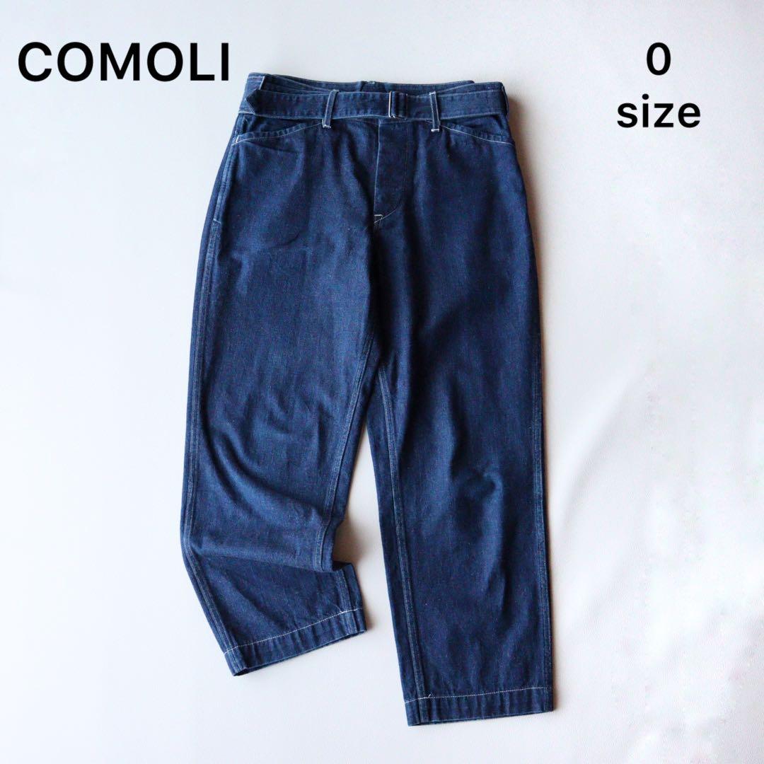 5298【美品】COMOLI　ベルテッドデニム ワイドパンツ　インディゴ　XS