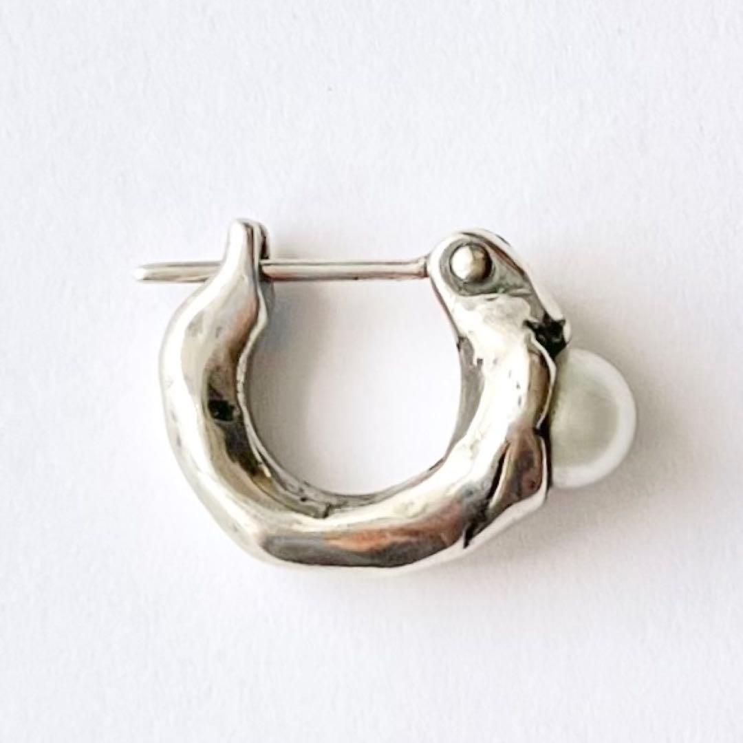 【状態良好】e.m. パールフープ シルバー 片耳ピアス