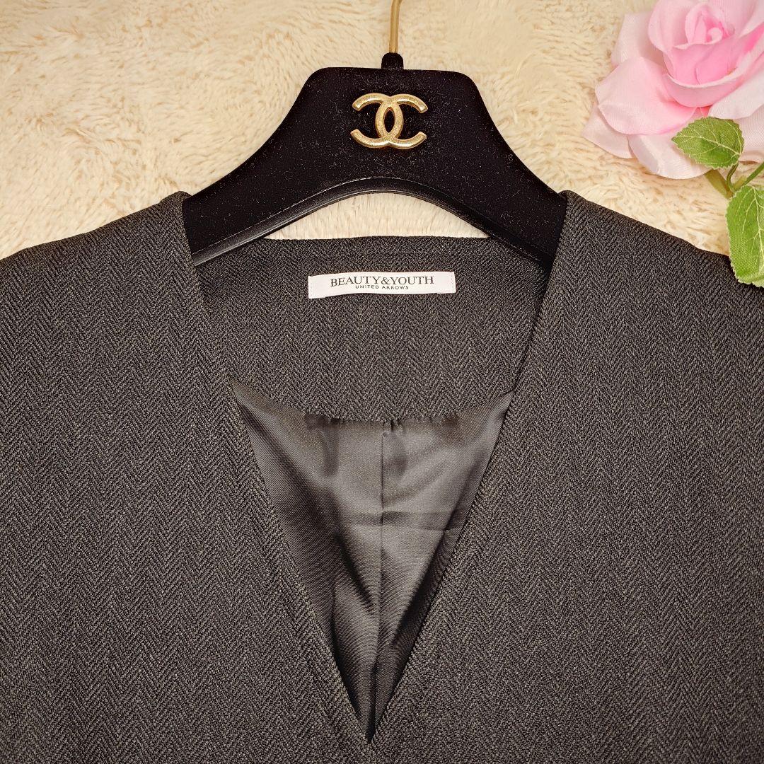 ビューティ＆ユース ヘリンボーン ジャンパースカート＆ジレ ブラック XS 現行