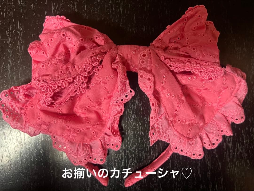 BABY♡マシェリワンピース♡カチューシャセット(チェリーピンク)日本製