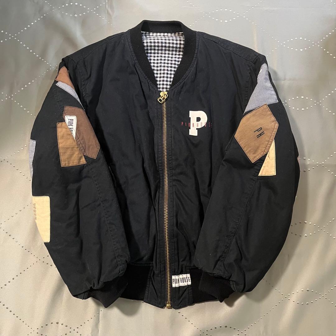 古着ピンクハウス ブラック パッチワークジャケット ブルゾン 90sヴィンテージ
