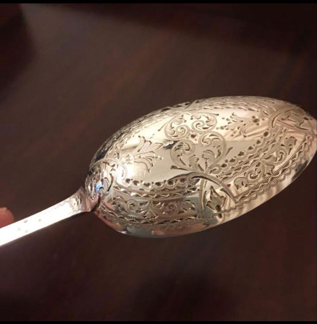 英国アンティーク 純銀ブライトカット スプーン